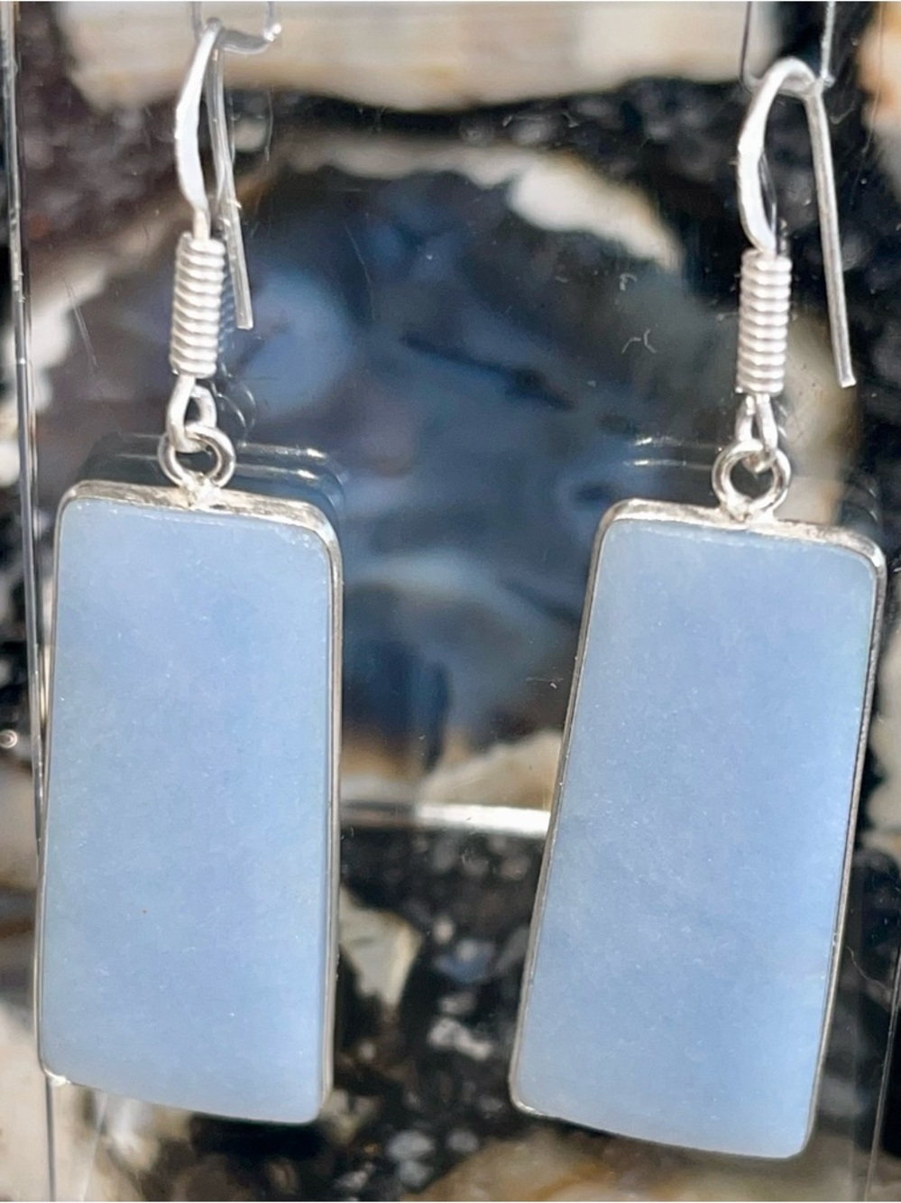Powder Blue Angelite Earrings 2”